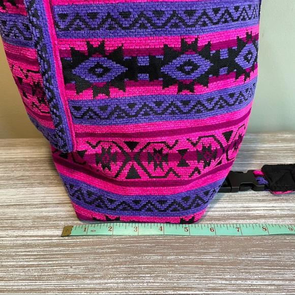 Aztec Women's Bag Drawstring Backpack Adjustable With Pockets Pink Purple Boho - Picture 11 of 14
